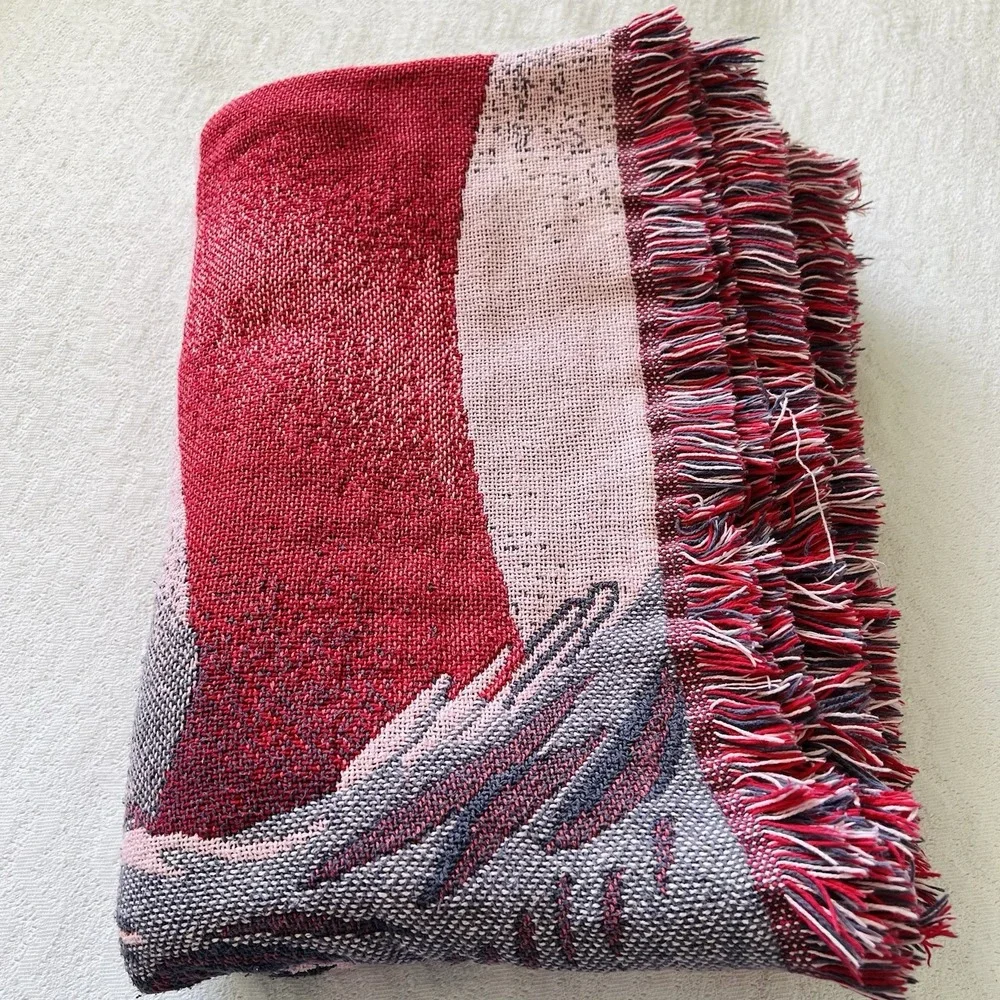 Vintage Tapestry Throw Blanket Goodwin Weavers USA Patriotic Eagle American Flag